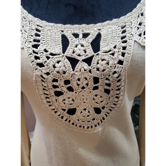 INC International Concepts Womens Beige Rayon Crochet Round Neck Sweater Large - Picture 4 of 14